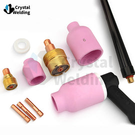 WP9 TIG Welding Torch Consumable, TIG Torch Gas Diffuser, Ceramic Nozzle with Mesh Screen, Gas Guide