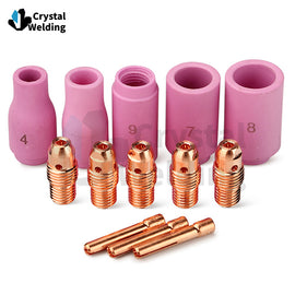WP9 TIG Welding Torch Consumable, TIG Torch Gas Diffuser, Ceramic Nozzle with Mesh Screen, Gas Guide