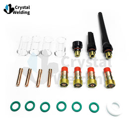 22PCS TIG welding accessories set WP-17/18/26 long back cap short back cap gas lens collet clear nozzle