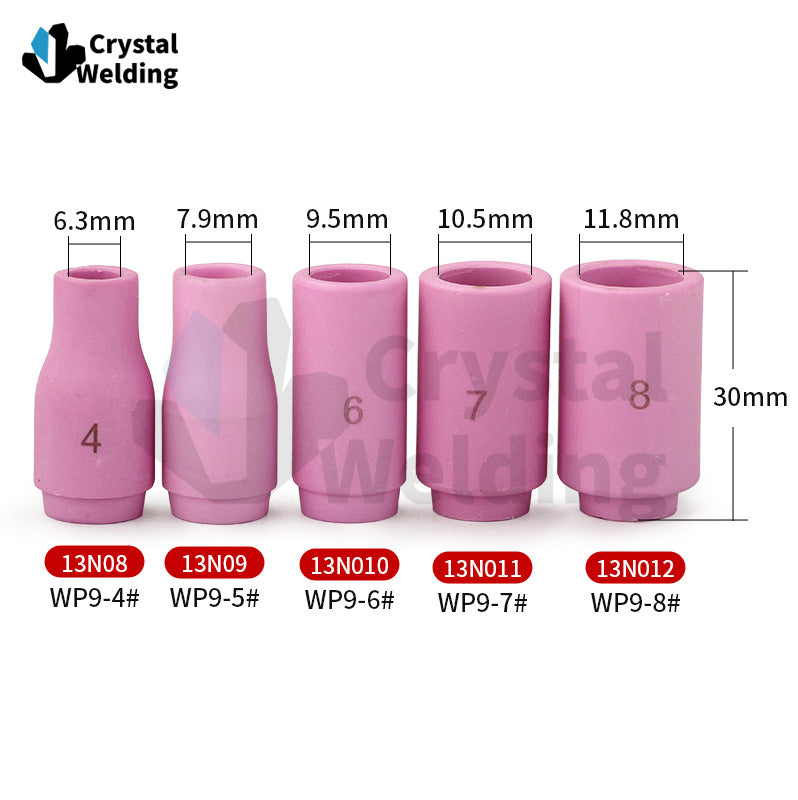 WP9 TIG Welding Torch Consumable, TIG Torch Gas Diffuser, Ceramic Nozzle with Mesh Screen, Gas Guide