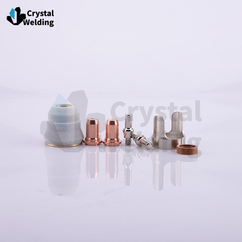 Plasma Cutting Contact Nozzle Electrode 0.9mm 0.035′′ Tip Current Ring Bracket Protection Cap for PT-60 Ipt60 PT60 Ipt-40 Torch Plasma Tip 1.0mm 1.1mm