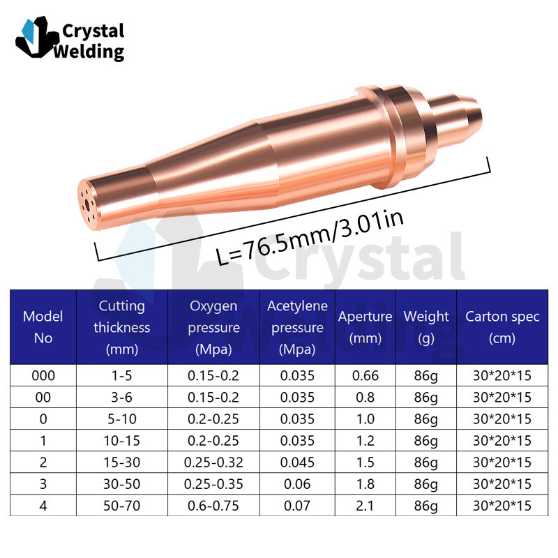 2-1-101 Copper Welding Nozzle for Acetylene & 1-GPN Propane Cutting for Various Applications