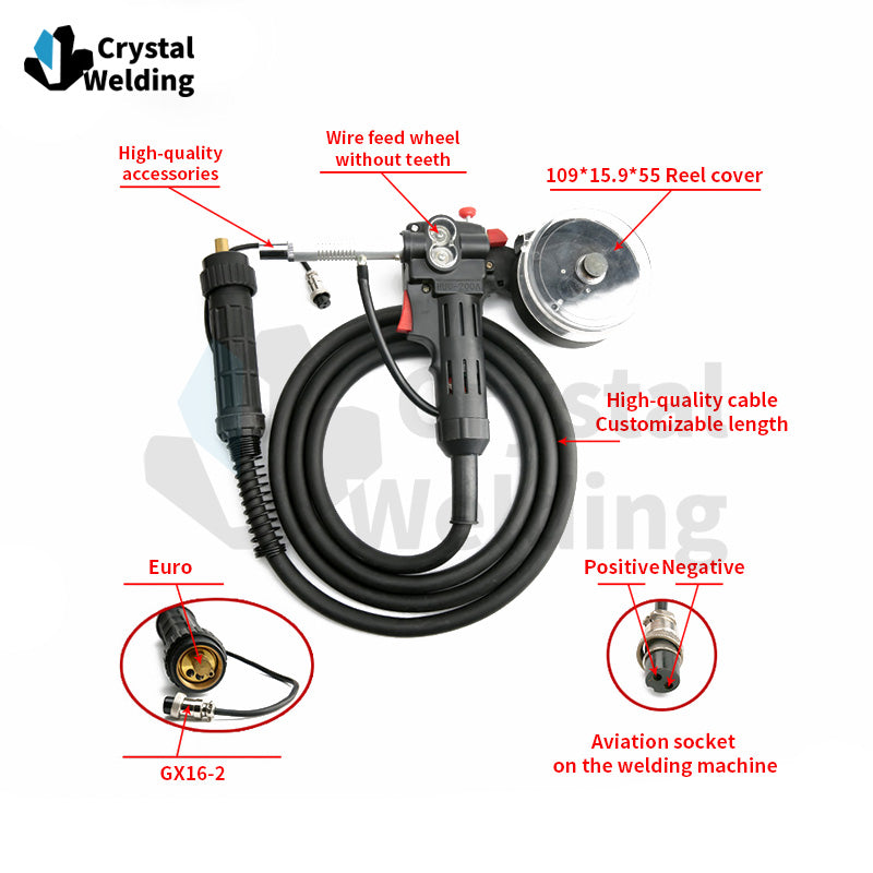 NBC200A European interface MIG spool gun welding gun push-pull aluminum welding gun