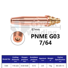 Load image into Gallery viewer, ANME-G02 Acetylene &amp; PNME-G03 Propane Cutting Nozzle, Full Copper Tips (1/32, 3/64, 1/16, 1/8)