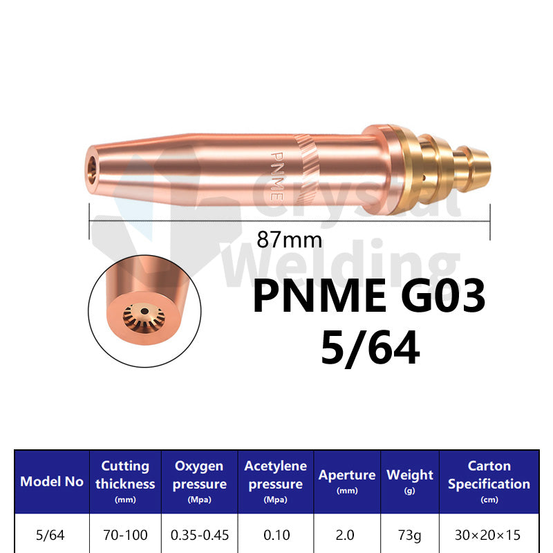 ANME-G02 Acetylene & PNME-G03 Propane Cutting Nozzle, Full Copper Tips (1/32, 3/64, 1/16, 1/8)